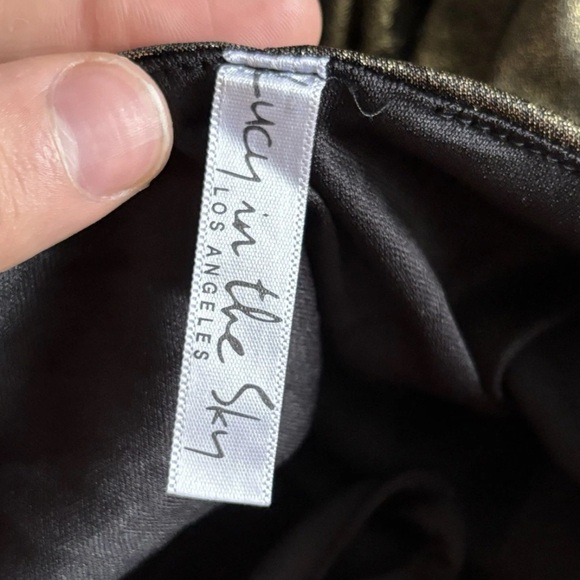 Lucy In The Sky Yellow Bodycon Lace Up Dress in Gold Prom Party Shimmer Small - Picture 3 of 8